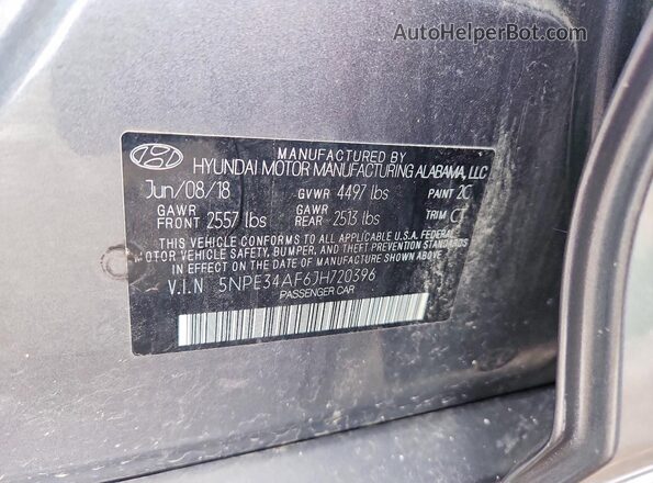 5NPE34AF6JH720396 2018 HYUNDAI SONATA Gray Engine compartment view