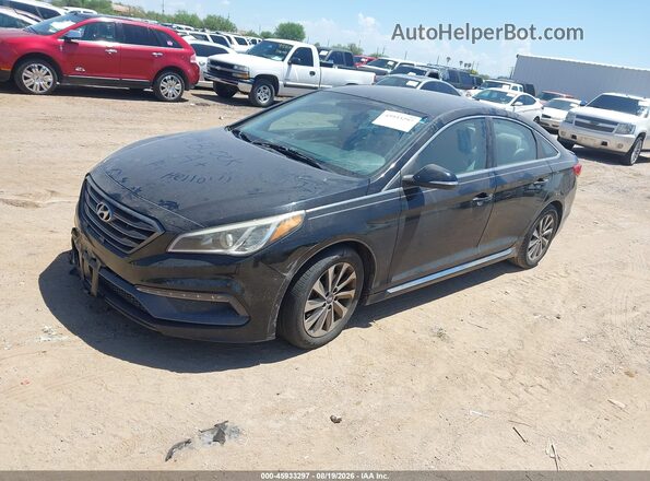 5NPE34AF7GH357311 2016 HYUNDAI SONATA Black Առջևի ձախ երեք քառորդ տեսարան