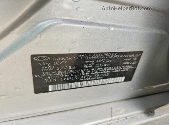 5NPE34AF7JH597658 2018 HYUNDAI SONATA Silver 
