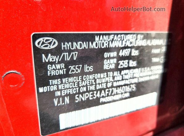 5NPE34AF7JH601675 2018 HYUNDAI SONATA Red Engine compartment view