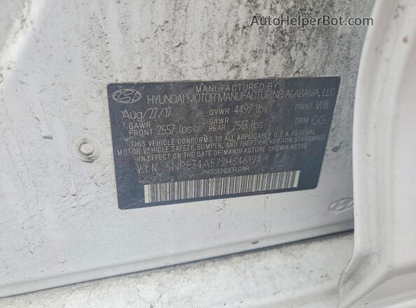 5NPE34AF7JH646194 2018 HYUNDAI SONATA White Widok komory silnika