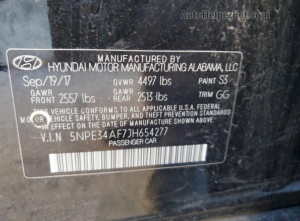 5NPE34AF7JH654277 2018 HYUNDAI SONATA Black VIN sticker view