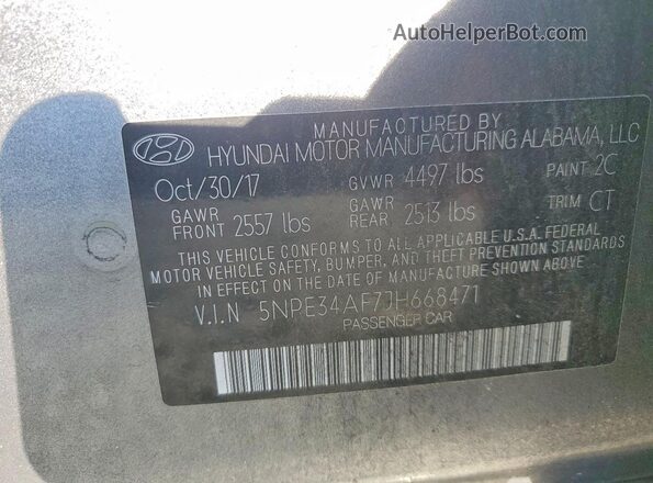 5NPE34AF7JH668471 2018 HYUNDAI SONATA Gray Շարժիչի բաժամունքի տեսք