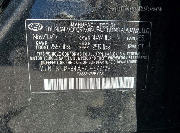 5NPE34AF7JH672729 2018 HYUNDAI SONATA Black Вид підкапотного простору