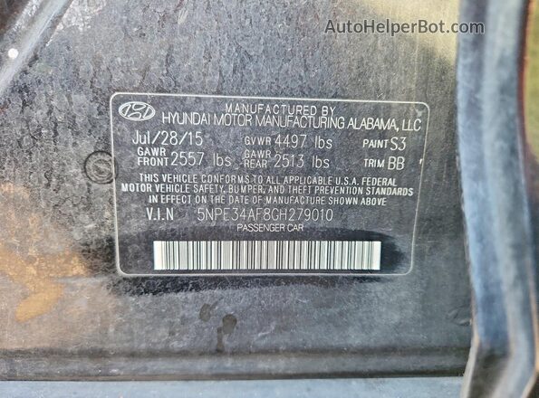 5NPE34AF8GH279010 2016 HYUNDAI SONATA Black 