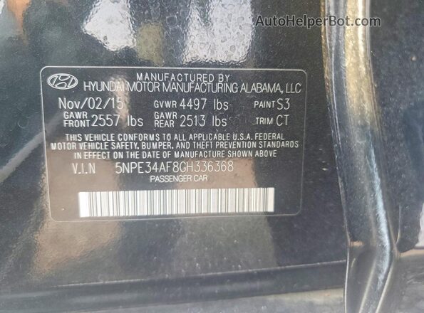 5NPE34AF8GH336368 2016 HYUNDAI SONATA Black Engine compartment view