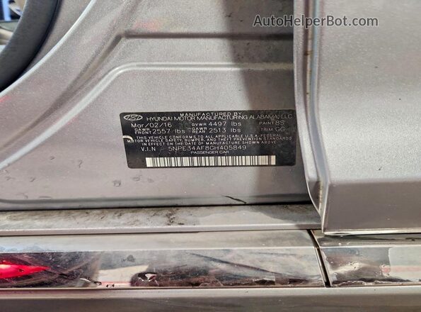 5NPE34AF8GH405849 2016 HYUNDAI SONATA Silver Շարժիչի բաժամունքի տեսք