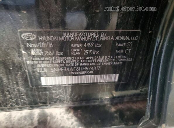 5NPE34AF8HH524812 2017 HYUNDAI SONATA Черный Вид подкапотного пространства