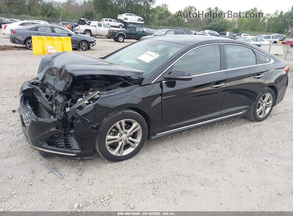 5NPE34AF8JH664171 2018 HYUNDAI SONATA Black წინა მარცხენა ხედი სამი მეოთხედიდან