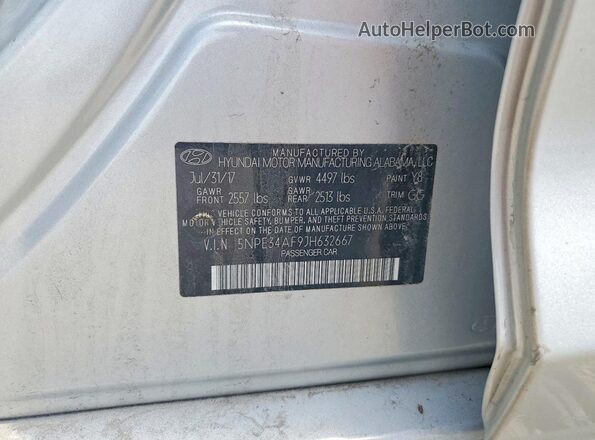5NPE34AF9JH632667 2018 HYUNDAI SONATA Silver Widok naklejki z numerem VIN