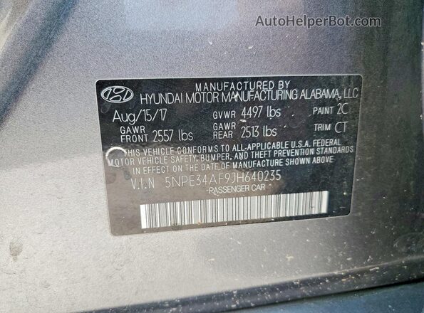 5NPE34AF9JH640235 2018 HYUNDAI SONATA Серебряный Вид подкапотного пространства