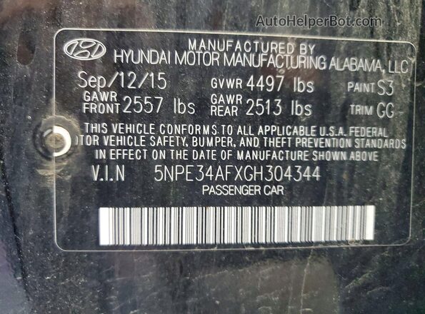 5NPE34AFXGH304344 2016 HYUNDAI SONATA Черный Вид подкапотного пространства