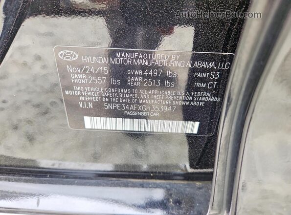5NPE34AFXGH353947 2016 HYUNDAI SONATA Black Engine compartment view