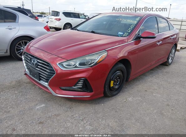 5NPE34AFXJH625730 2018 HYUNDAI SONATA Red Առջևի ձախ երեք քառորդ տեսարան
