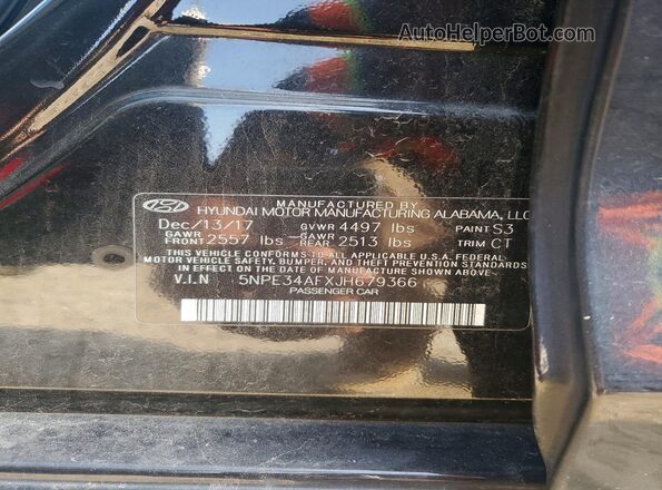 5NPE34AFXJH679366 2018 HYUNDAI SONATA Black Вид підкапотного простору