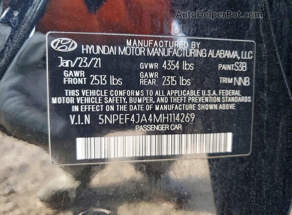 5NPEF4JA4MH114269 2021 HYUNDAI SONATA Black Панорамний вид салону 360°