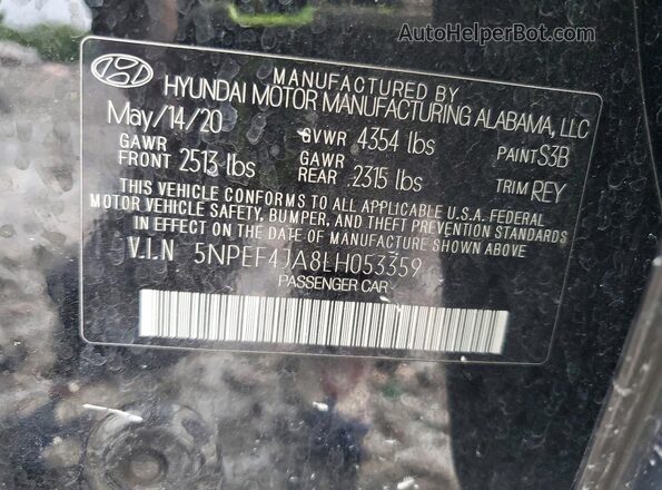 5NPEF4JA8LH053359 2020 HYUNDAI SONATA Black Engine compartment view