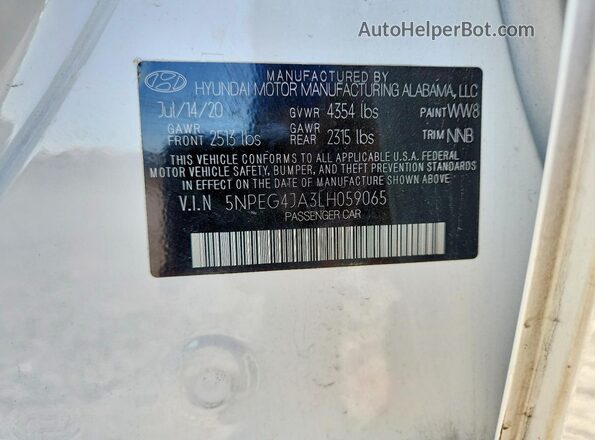 5NPEG4JA3LH059065 2020 HYUNDAI SONATA Белый Вид наклейки с VIN-кодом