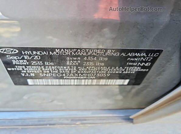 5NPEG4JAXMH073059 2021 HYUNDAI SONATA Silver Вид підкапотного простору