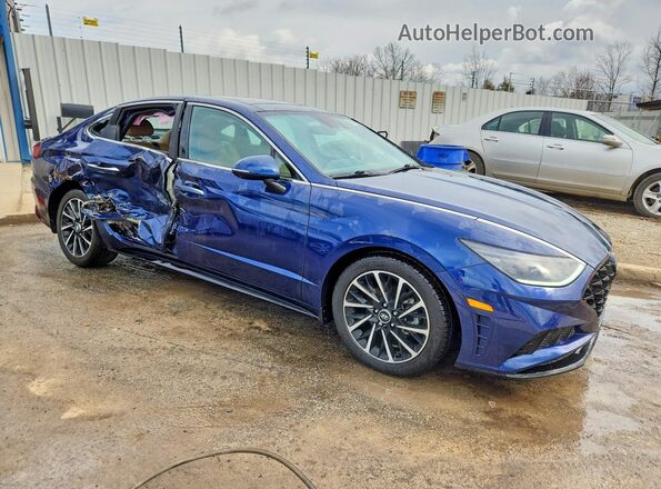 5NPEH4J21MH080889 2021 HYUNDAI SONATA Blue Вид спереду