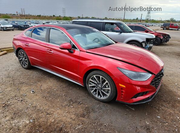 5NPEH4J24MH081499 2021 HYUNDAI SONATA Red Delantero derecho