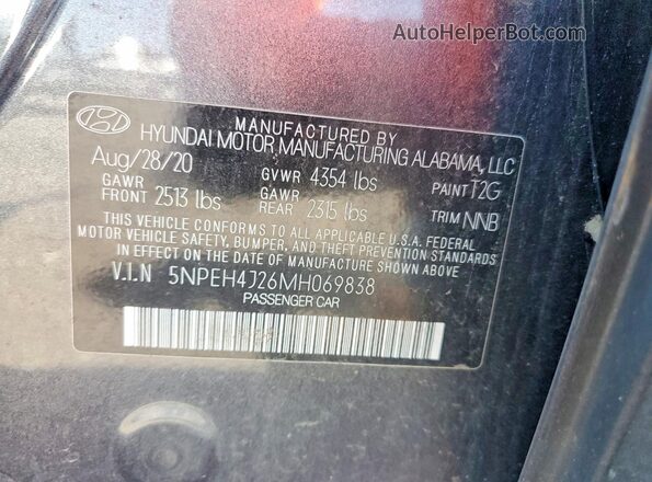 5NPEH4J26MH069838 2021 HYUNDAI SONATA Charcoal Widok komory silnika