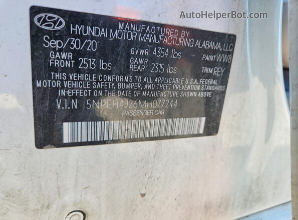 5NPEH4J26MH077244 2021 HYUNDAI SONATA White Շարժիչի բաժամունքի տեսք