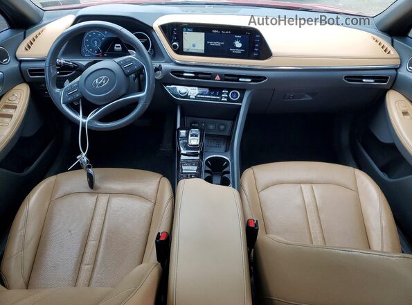 5NPEH4J29MH104131 2021 HYUNDAI SONATA Red Вид панелі приладів