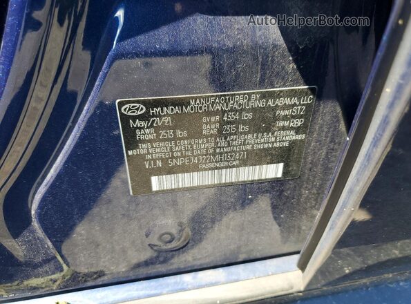 5NPEJ4J22MH132471 2021 HYUNDAI SONATA Blue Widok komory silnika