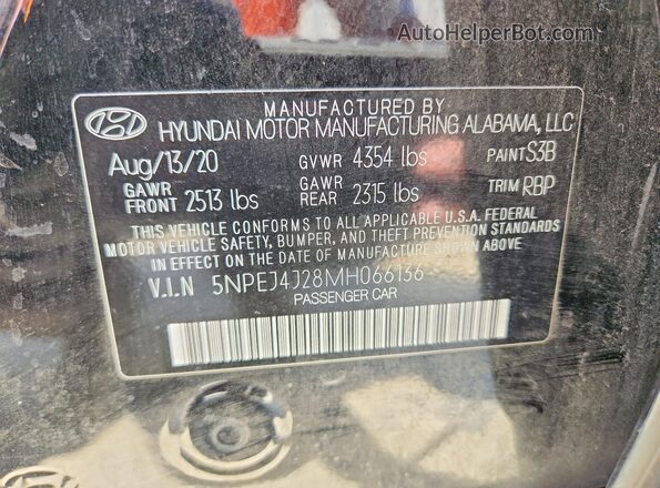 5NPEJ4J28MH066136 2021 HYUNDAI SONATA Black Вид підкапотного простору