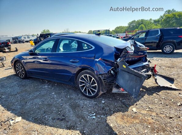 5NPEJ4J2XLH034268 2020 HYUNDAI SONATA Blue Trasero izquierdo