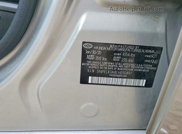 5NPEL4JA8LH030897 2020 HYUNDAI SONATA Серебряный Вид подкапотного пространства