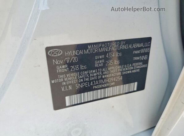 5NPEL4JA9MH094254 2021 HYUNDAI SONATA White Vista del compartimento del motor