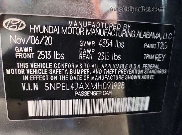 5NPEL4JAXMH091928 2021 HYUNDAI SONATA Charcoal Widok komory silnika