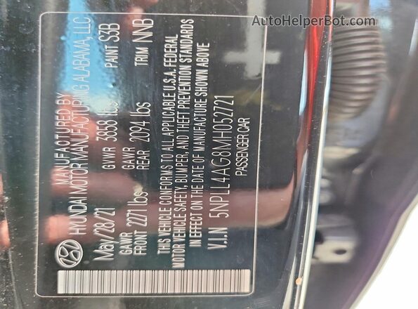 5NPLL4AG8MH052721 2021 HYUNDAI ELANTRA Black Շարժիչի բաժամունքի տեսք
