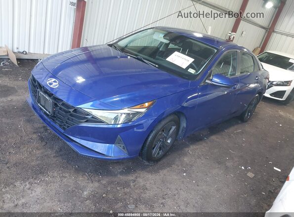 5NPLM4AG0MH021380 2021 HYUNDAI ELANTRA Blue წინა მარცხენა ხედი სამი მეოთხედიდან