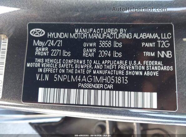 5NPLM4AG1MH051813 2021 HYUNDAI ELANTRA Black Widok komory silnika