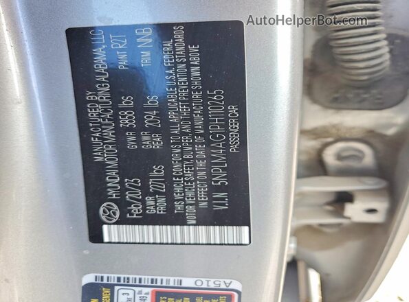 5NPLM4AG1PH110265 2023 HYUNDAI ELANTRA Silver Widok komory silnika