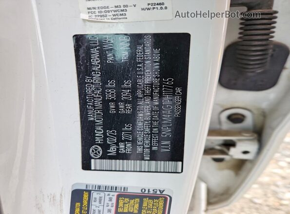 5NPLM4AG1PH117765 2023 HYUNDAI ELANTRA White ძრავის განყოფილების ხედი