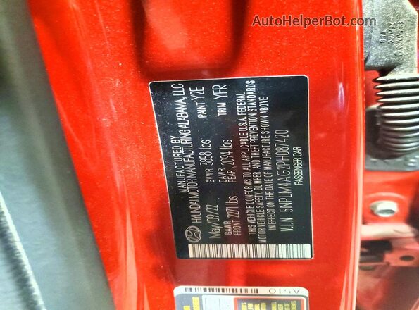 5NPLM4AG2PH087420 2023 HYUNDAI ELANTRA Red Вид наклейки з VIN-кодом
