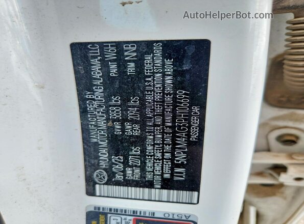 5NPLM4AG3PH106699 2023 HYUNDAI ELANTRA White ძრავის განყოფილების ხედი