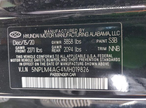 5NPLM4AG4MH019826 2021 HYUNDAI ELANTRA Black ძრავის განყოფილების ხედი