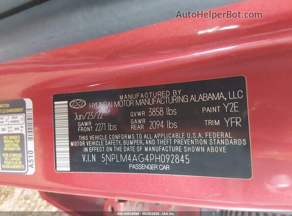 5NPLM4AG4PH092845 2023 HYUNDAI ELANTRA Red Engine compartment view