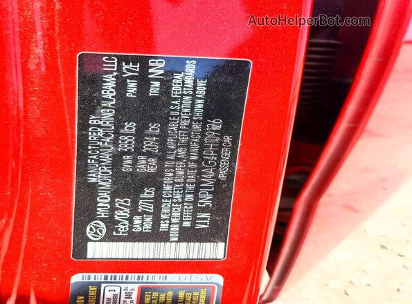 5NPLM4AG4PH109126 2023 HYUNDAI ELANTRA Red Widok komory silnika