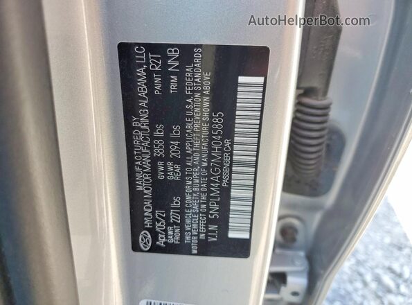 5NPLM4AG7MH045885 2021 HYUNDAI ELANTRA Silver Engine compartment view