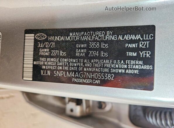 5NPLM4AG7NH055382 2022 HYUNDAI ELANTRA Gray ძრავის განყოფილების ხედი