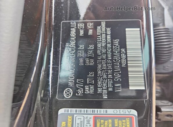 5NPLM4AG8MH035446 2021 HYUNDAI ELANTRA Черный Вид наклейки с VIN-кодом