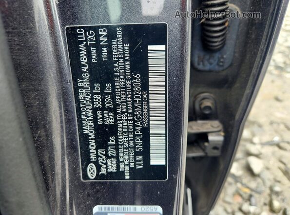 5NPLP4AG8MH028066 2021 HYUNDAI ELANTRA Gray Вид підкапотного простору
