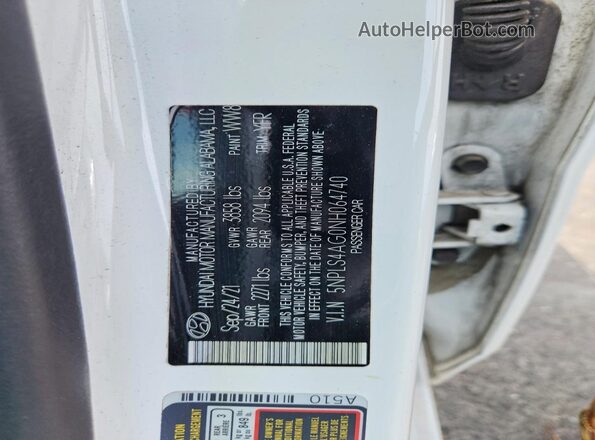 5NPLS4AG0NH064740 2022 HYUNDAI ELANTRA White Widok komory silnika