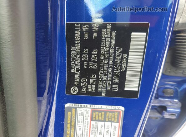 5NPLS4AG2MH021967 2021 HYUNDAI ELANTRA Blue VIN sticker view